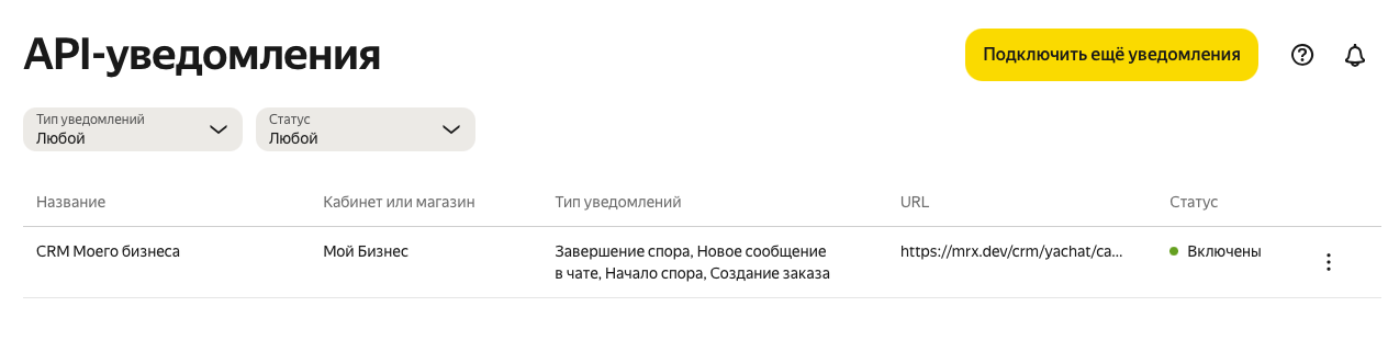 Инструкция / Чат с покупателями Яндекс Маркета в Webasyst CRM
